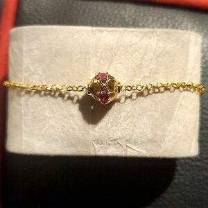 African Ruby Star Sphere Bracelet In Vermeil Yellow Gold Sz 7.25